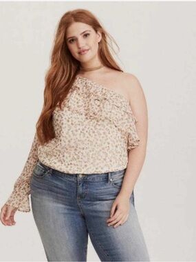 Torrid Women’s Off-Shoulder Floral Print Chiffon Ruffled Blouse
